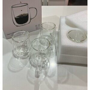 Wlasss Glass Coffee Cup Set of 4 210ML/ 7OZ